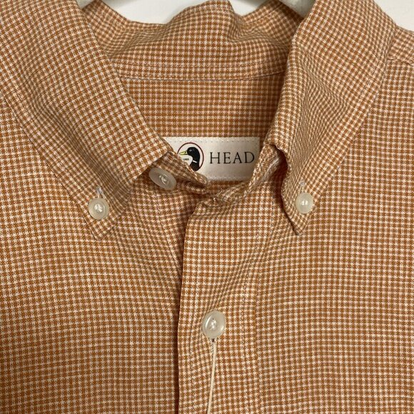 Duck Head Farris Linen Cotton Oxford Orange / Caramel Plaid Medium $108 MSRP #1 - Picture 3 of 9